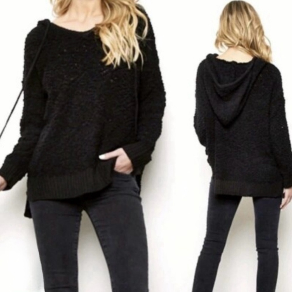 Miracle Popcorn Black Textured Knit Sweater - Oversized
